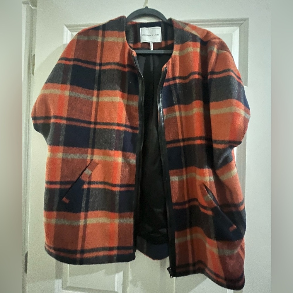 Anthropologie Plaid Sleeveless Jacket in Red and Black- One size
